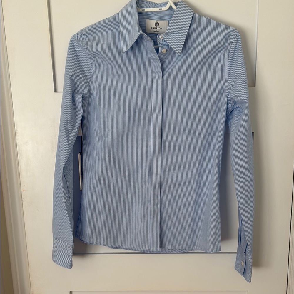 Babaton striped button down blue stripes size xs